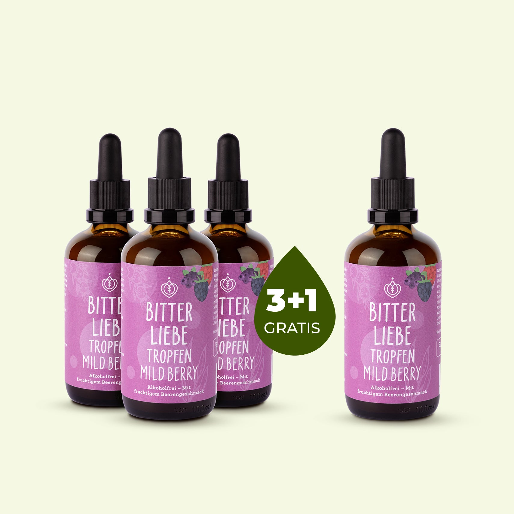 BitterLiebe Tropfen Mild Berry - 4 für 3 Set