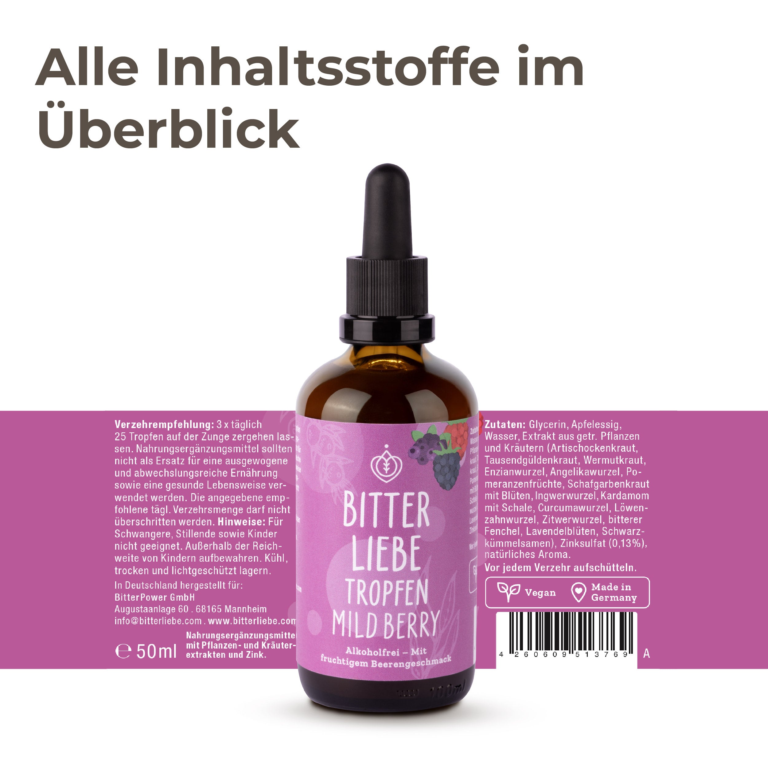 BitterLiebe Tropfen Mild Berry - 4 für 3 Set