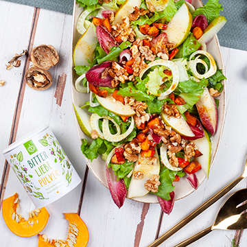 Herbstsalat mit rotem Chicorée und Birne