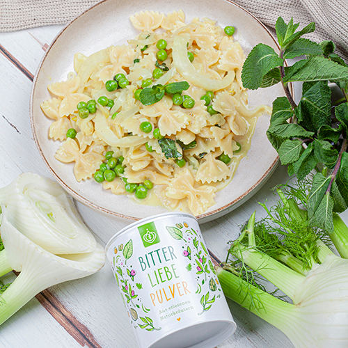 Pasta mit Erbsen, Minze und Fenchel