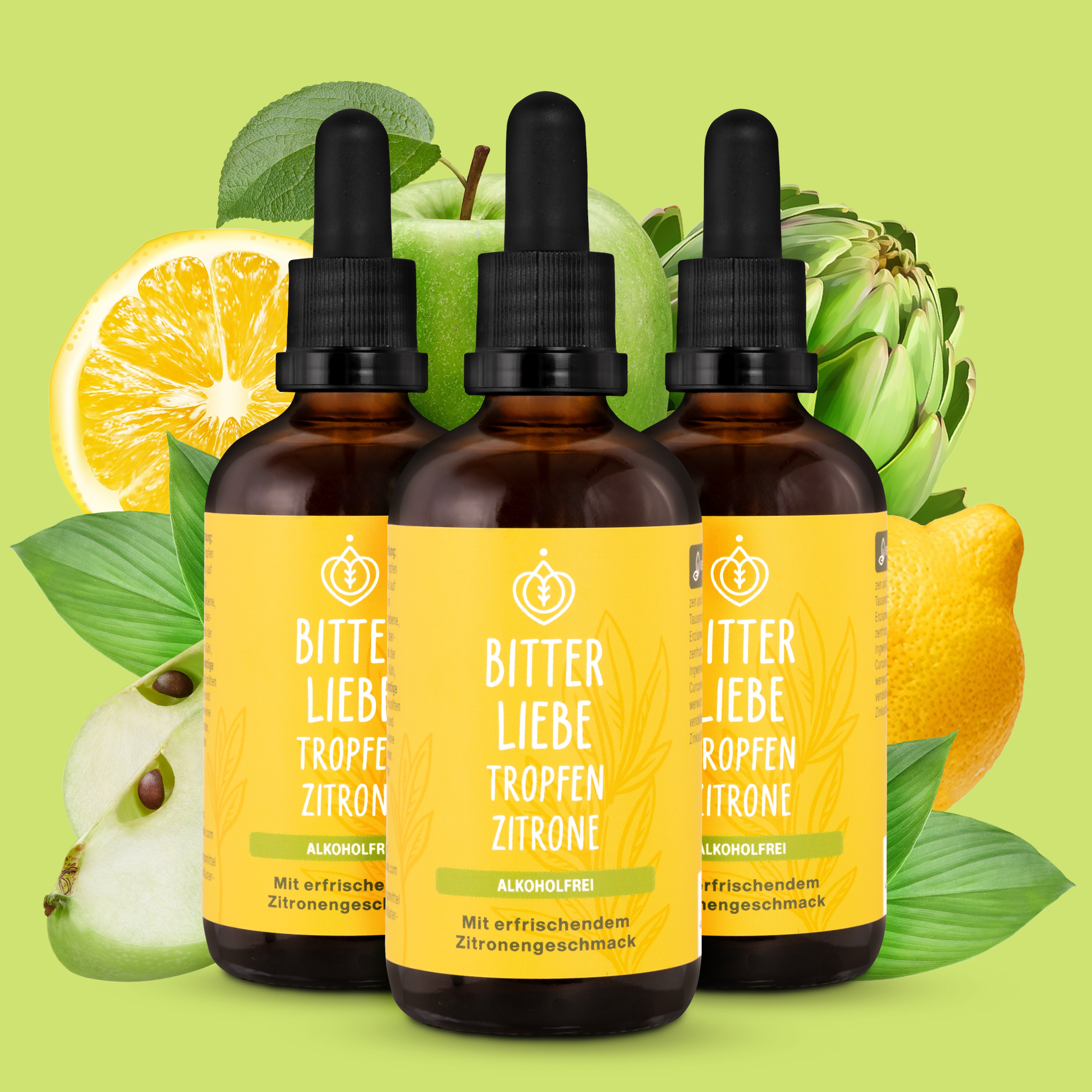 BitterLiebe Tropfen Zitrone Alkoholfrei - 3er Set